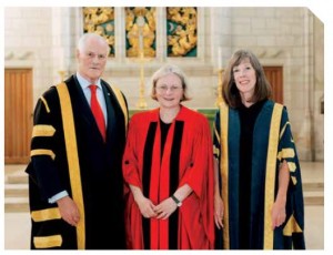 LEFT TO RIGHT: Chancellor William C. Graham, Virginia McLaughlin, Provost Mayo Moran