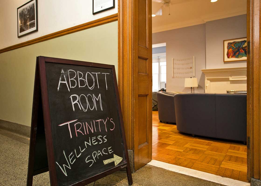 image of a sign welcoming people to the Abbot Room wellness space
